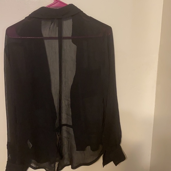 Women’s sexy ❤️sheer black button top sz L - Picture 3 of 3